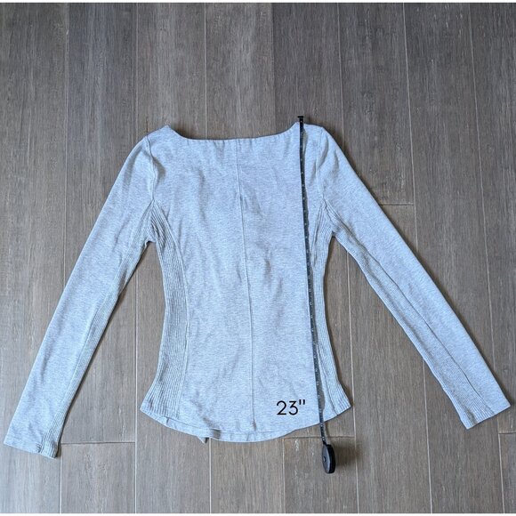 Free People, Looking Back Lace-Up Long Sleeve Top, Gray, Sz S - Picture 8 of 12